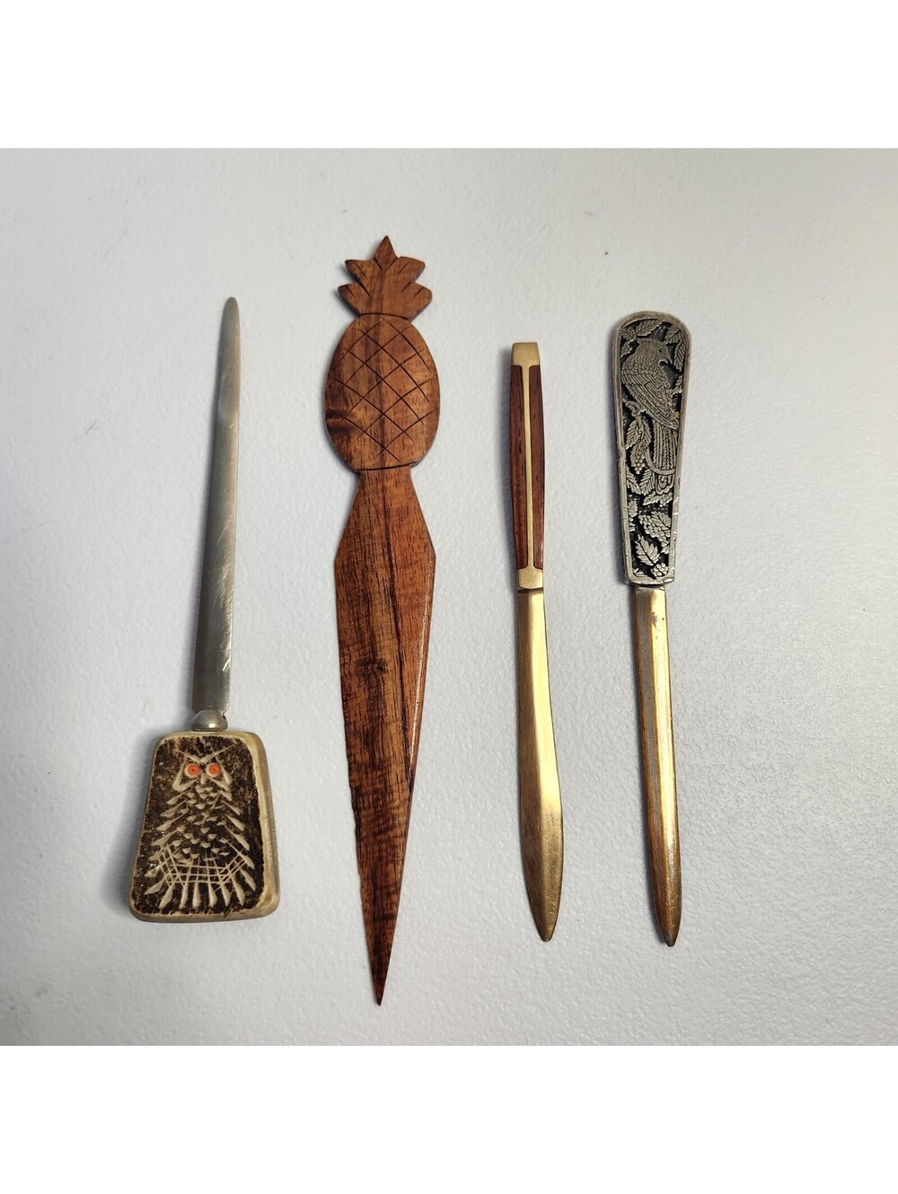 Letter opener lot including Hawaiian koa wood pineapple and metal pieces